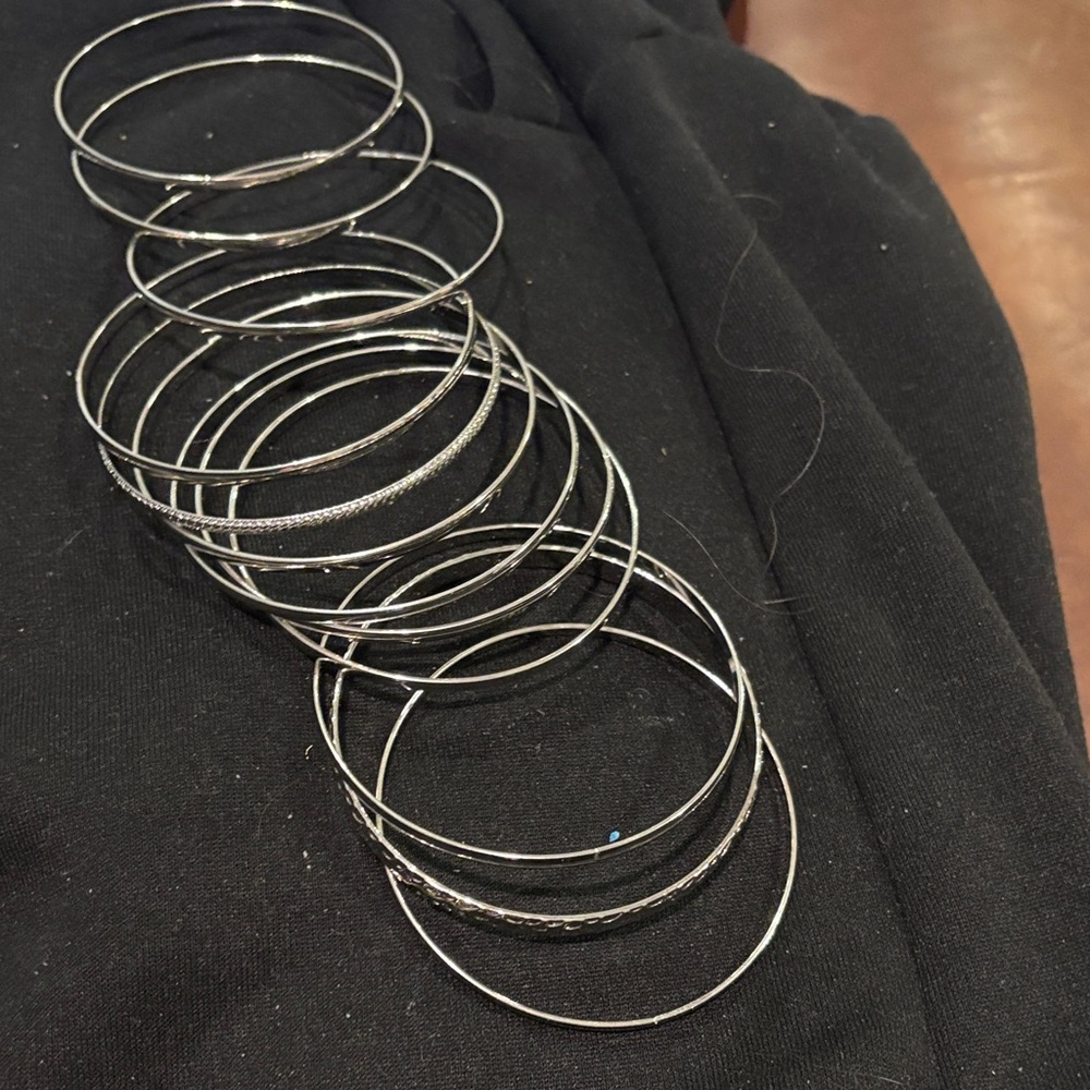 Chic Silver Bangle Bracelet Set - image 2